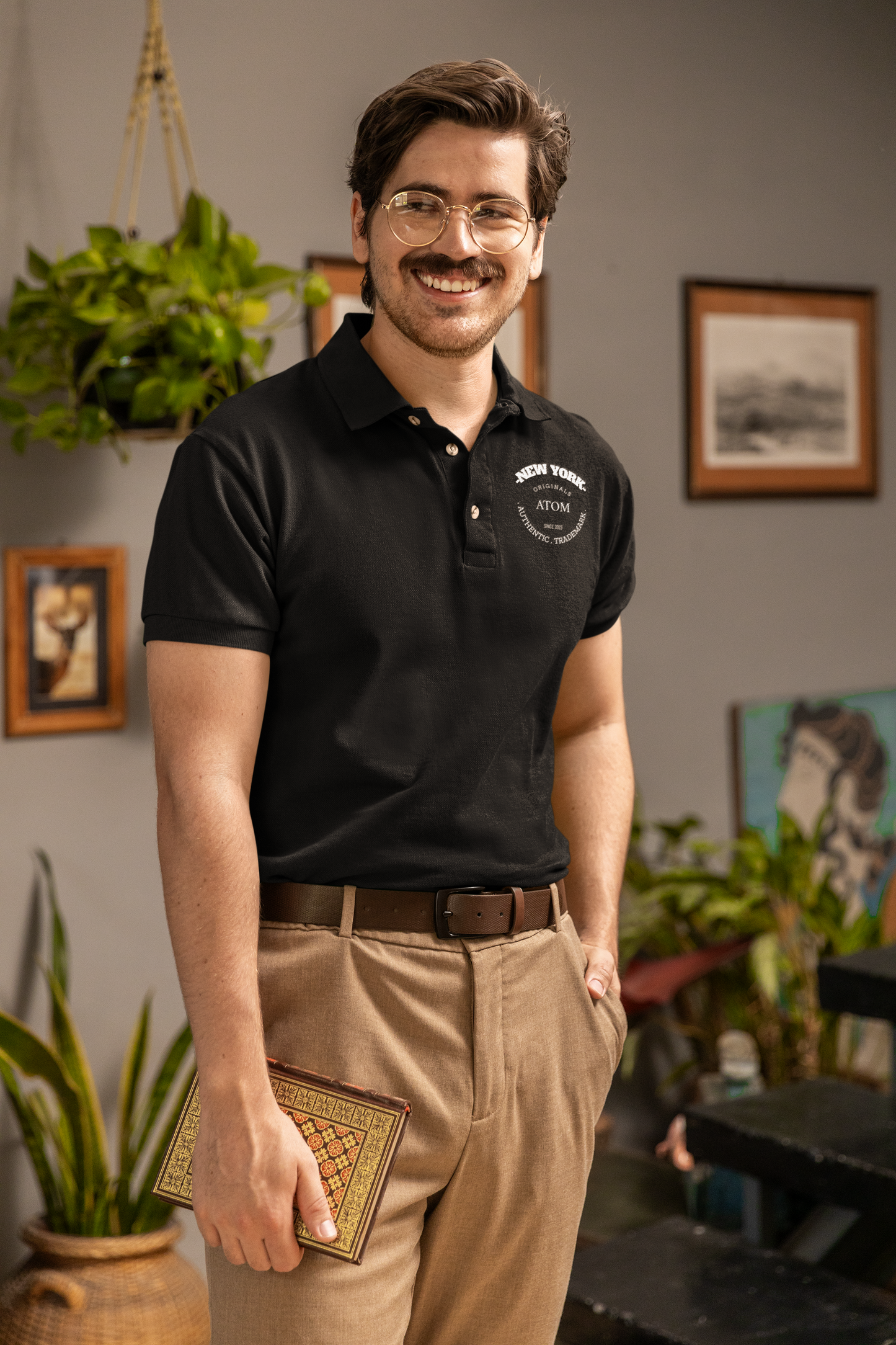 Classic ATOM Authentic Black Polo Neck T-Shirt For Men
