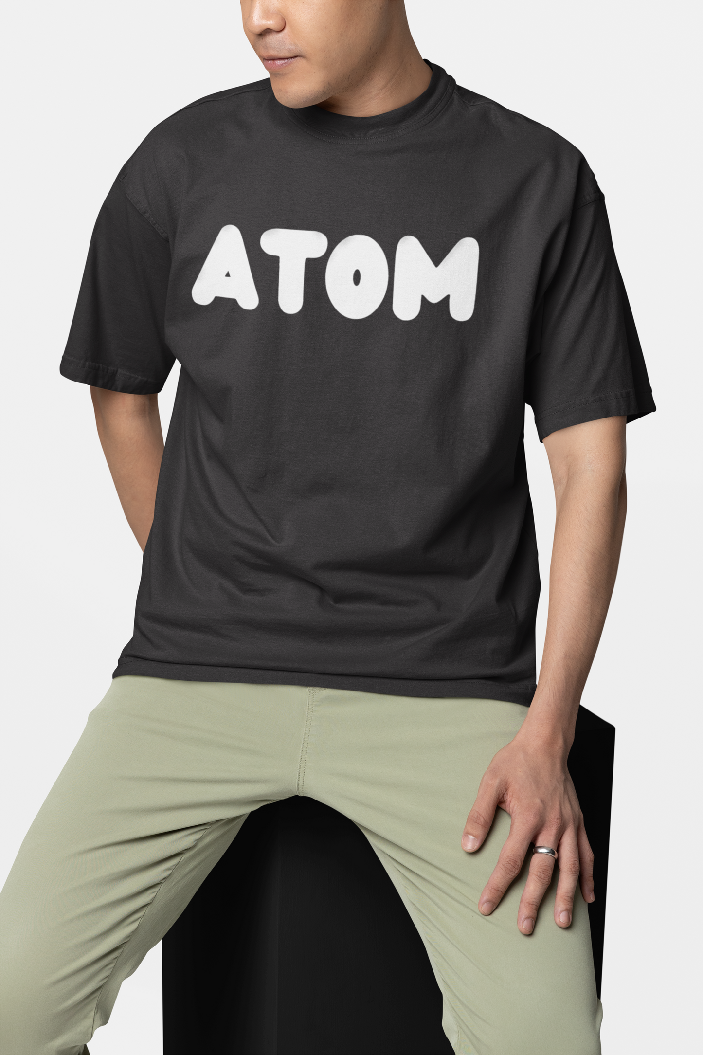 Terry (280 GSM) Signature PUFF PRINT Black Oversize T-Shirt For Men