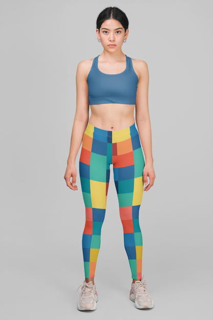 Multi Colour Blocks Print Legging