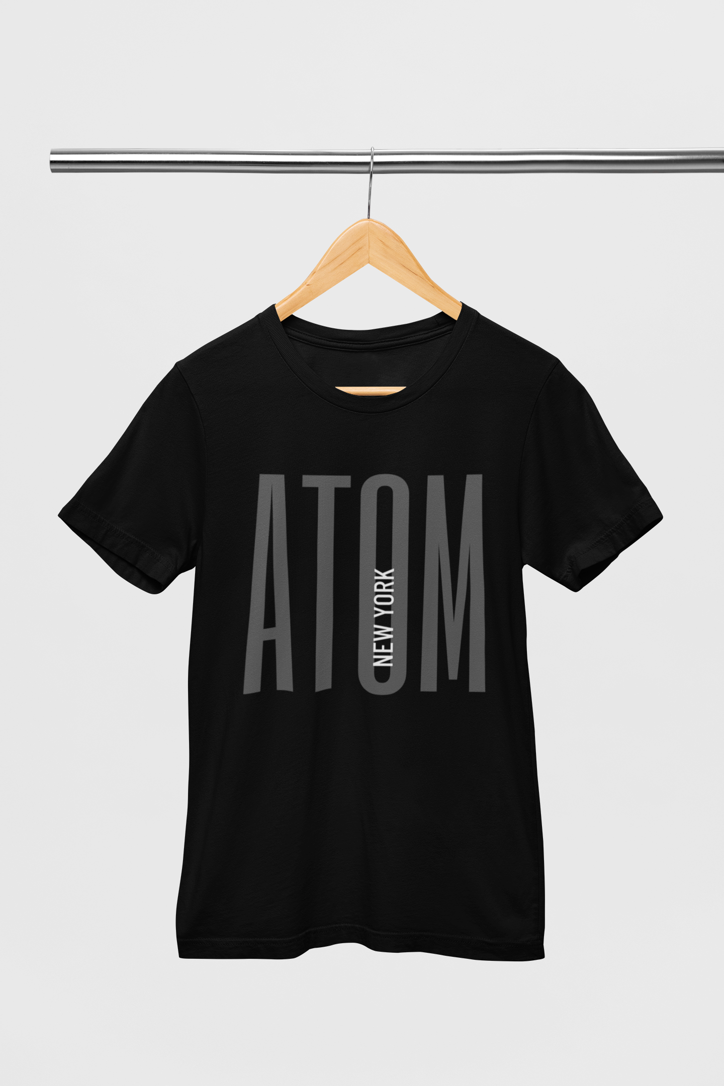 ATOM Signature Long Fonts Black T-Shirt For Men