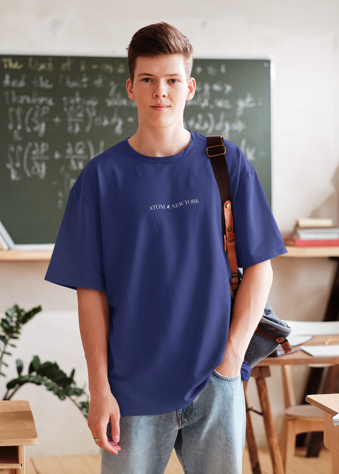 ATOM NEW YORK ESSENTIAL Royal Blue Oversized T-Shirt For Men