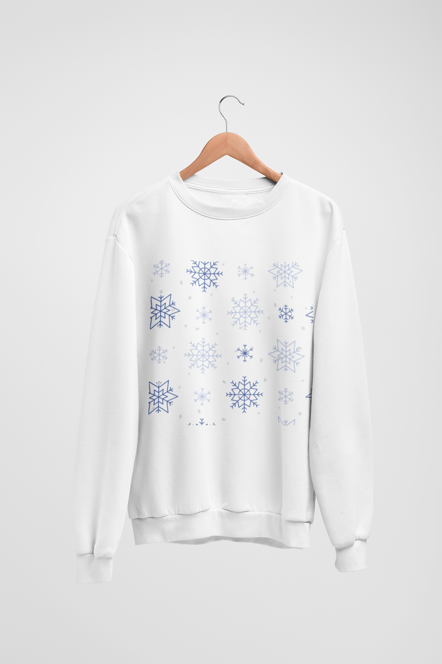 Snow Flakes White Sweatshirt For Men