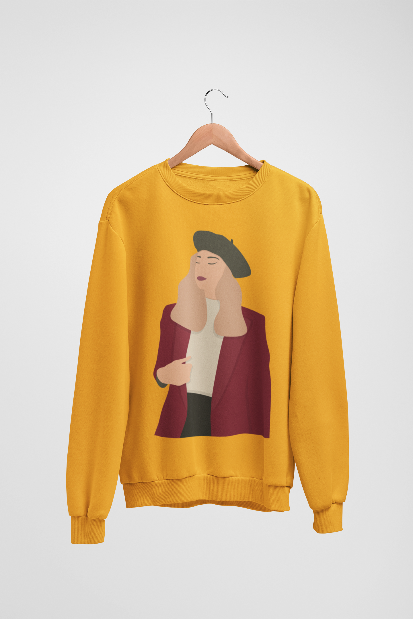 English Woman Mustard Yellow Sweatshirt For Women