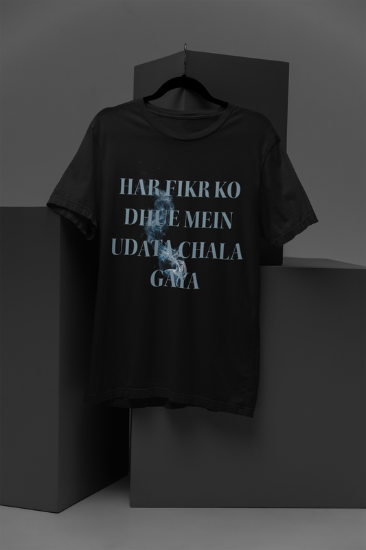 Har Fikr Ko Dhue Mein Black Round Neck T-Shirt For Men | RJ Anmol Collection