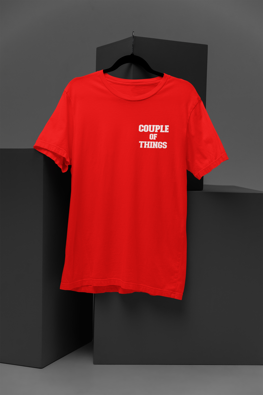 Couple Of Things Pocket Signature Red Round Neck T-Shirt For Men | RJ Anmol Collection