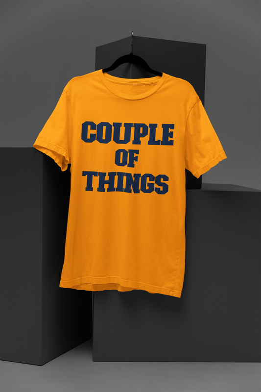 Couple Of Things Blue College Font Golden Yellow Round Neck T-Shirt For Men | RJ Anmol Collection