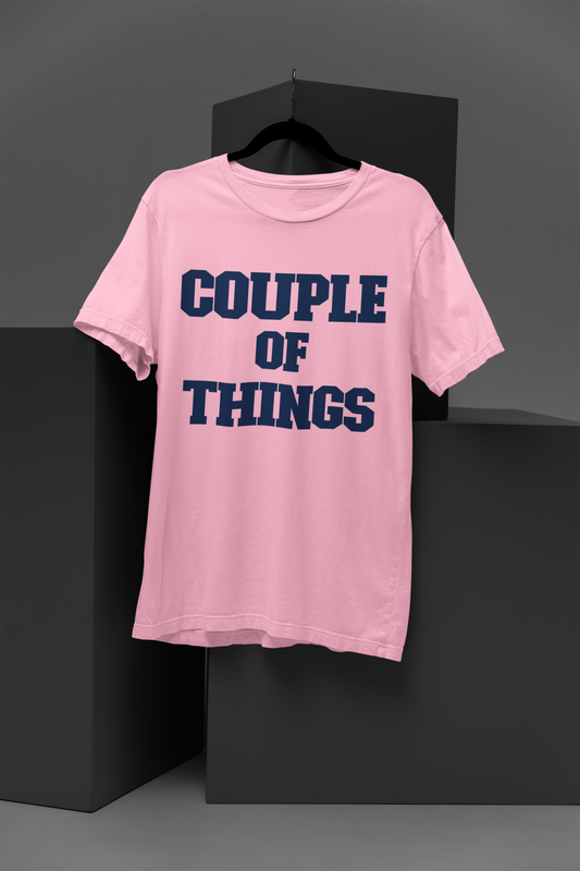 Couple Of Things Blue College Font Pink Round Neck T-Shirt For Men | RJ Anmol Collection