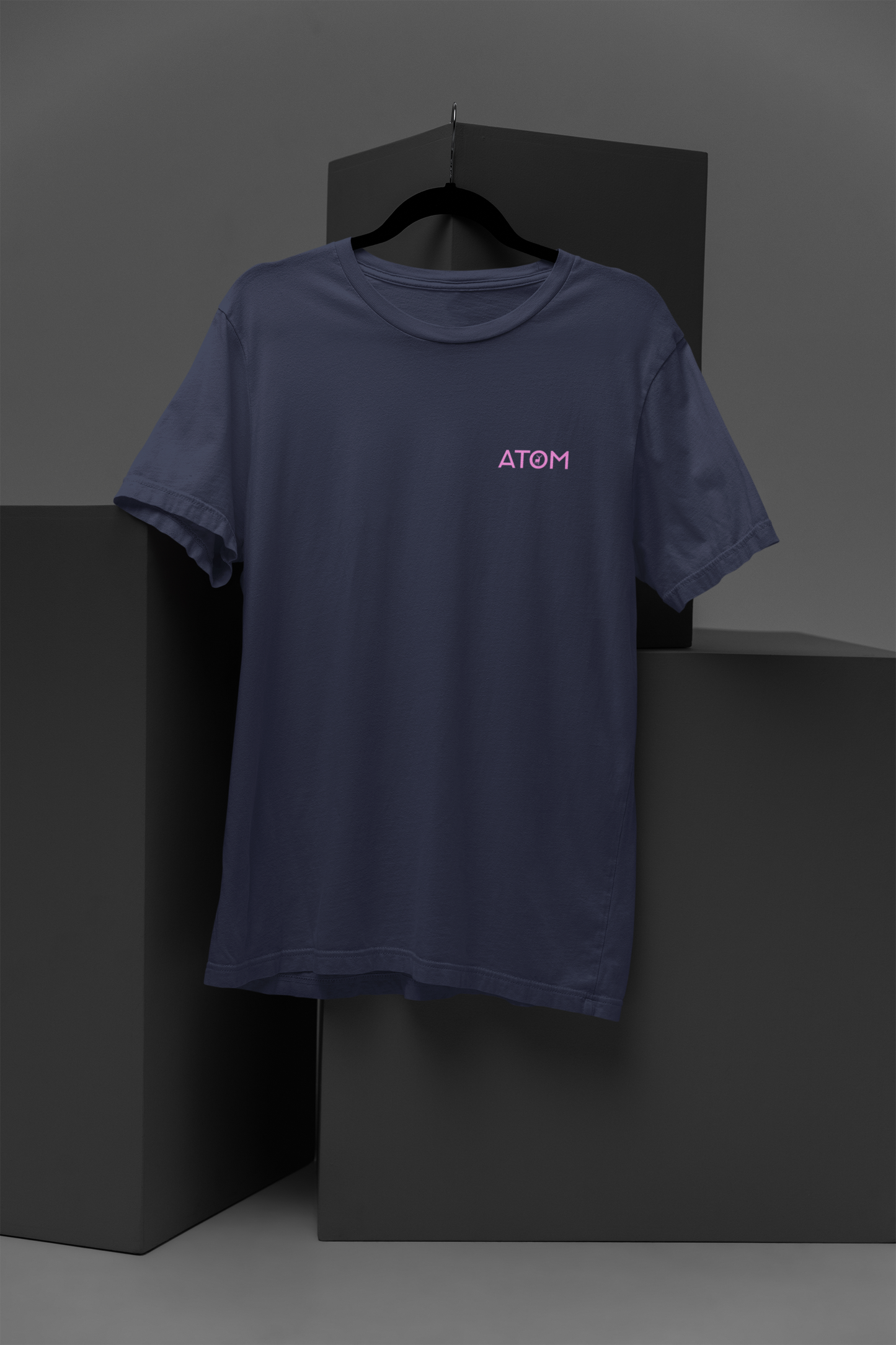 ATOM Logo Basic Navy Blue T-Shirt For Women