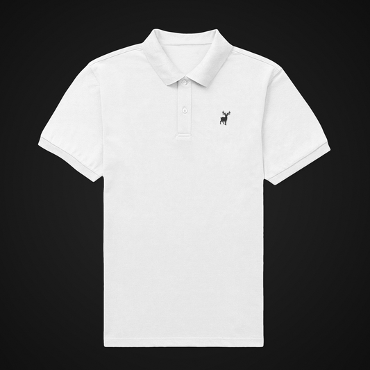 Classic ATOM Black Logo White Polo Neck T-Shirt For Men