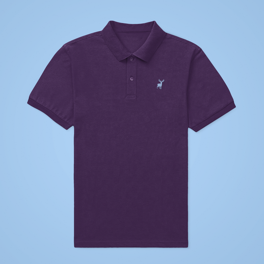 Classic ATOM Blue Logo Purple Polo Neck T-Shirt For Men