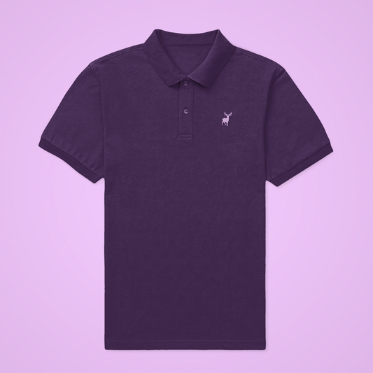 Classic ATOM Lavander Logo Purple Polo Neck T-Shirt For Men