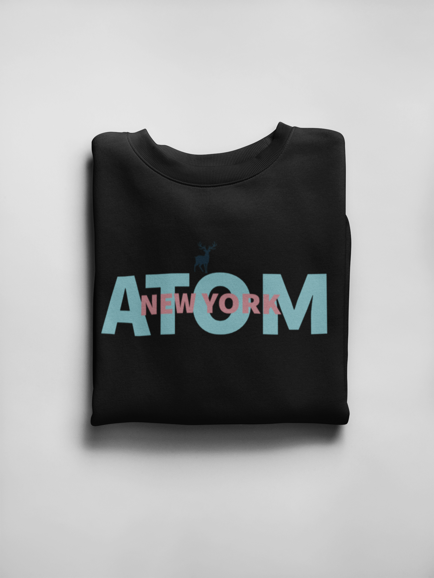French Terry ATOM NEW YORK Black Unisex Oversize T-Shirt