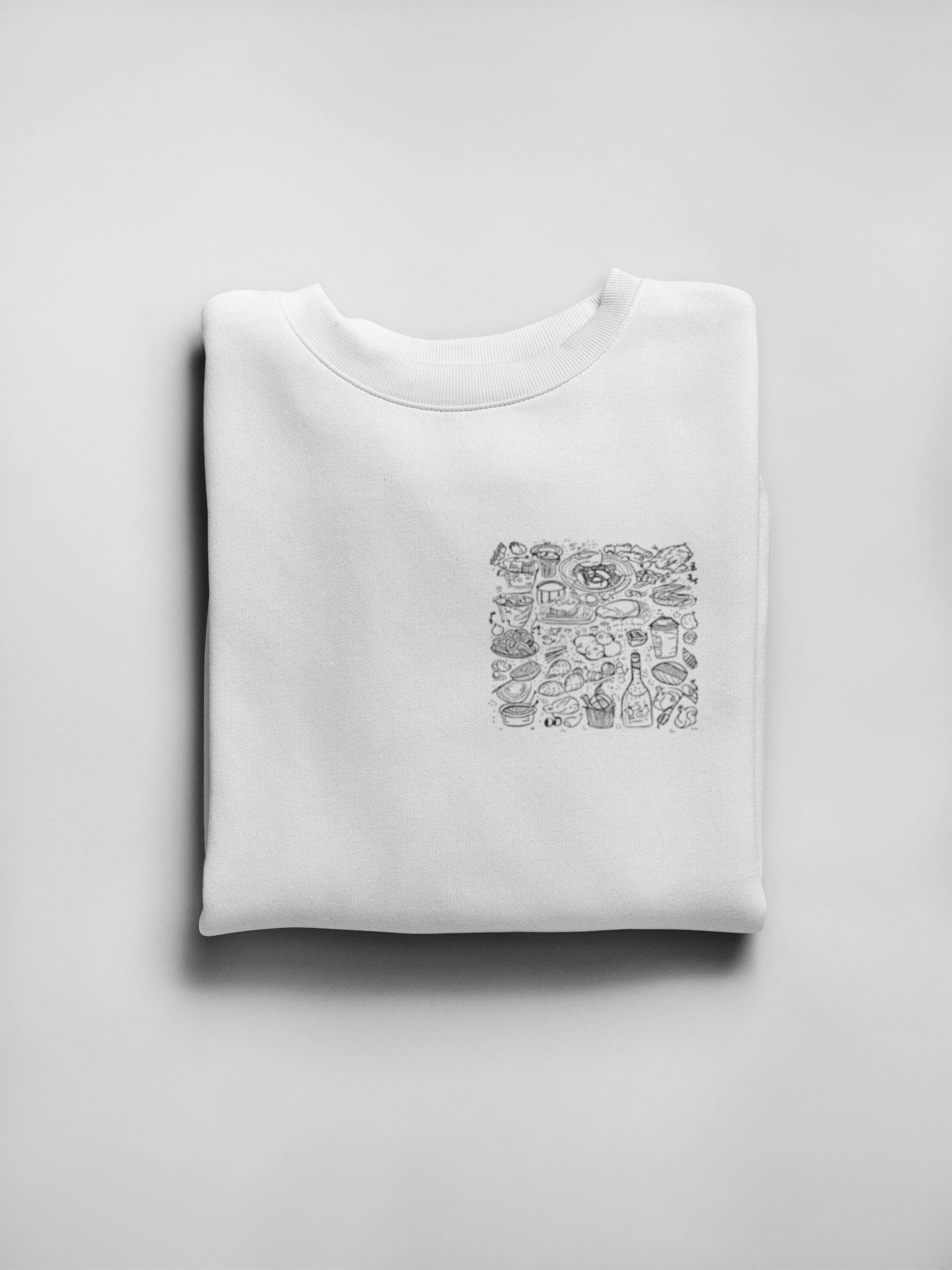 Food Doodle French Terry Oversized White Unisex T-Shirt | Masterchef Gurkirat Collection | ATOM
