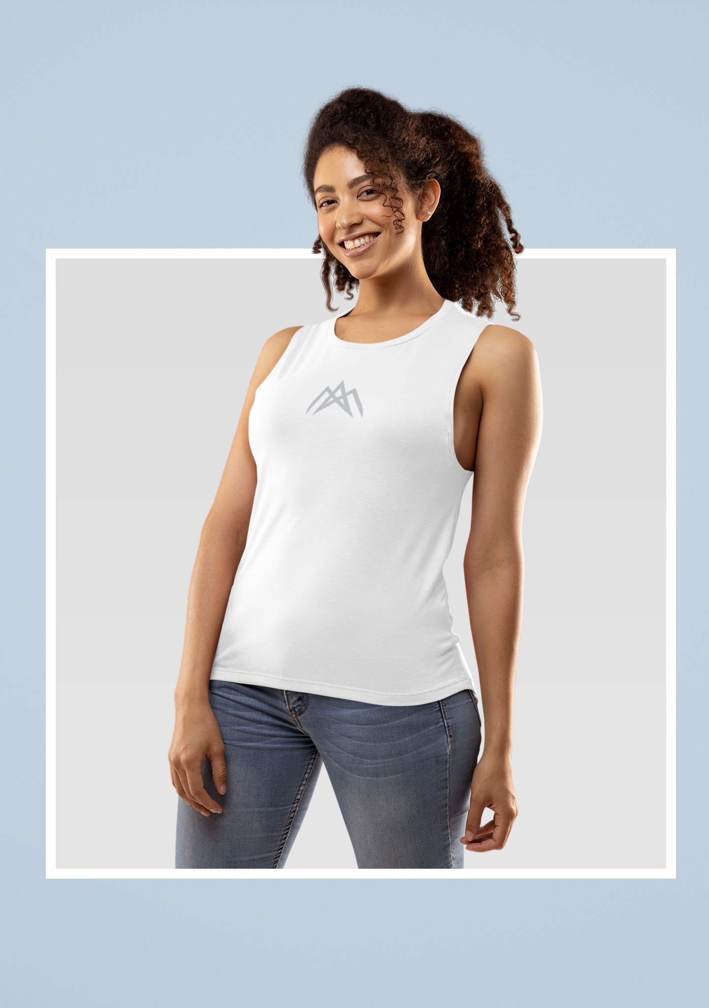 AM Unisex White Tank Top | Ashish Mishra Collection | ATOM NEW YORK
