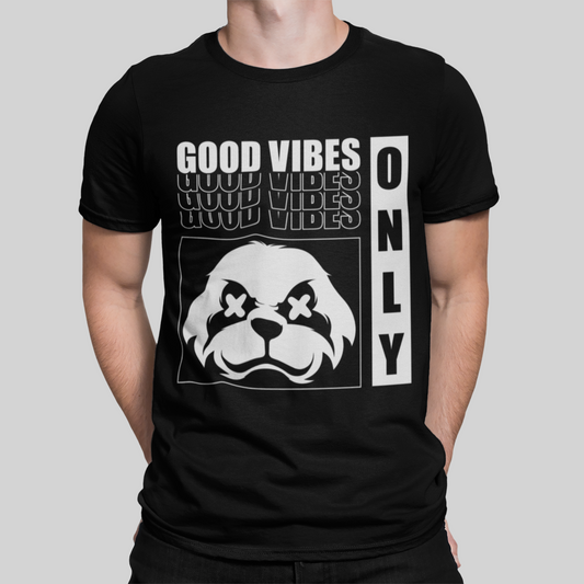 Good Vibes Dog Black T-Shirt For Men