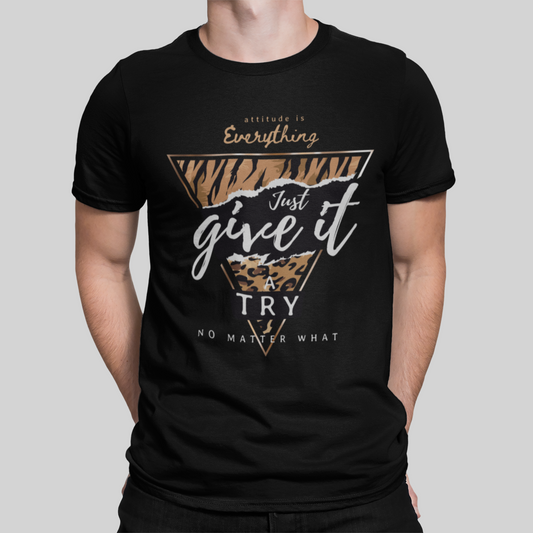 Just Give It A Try Black T-Shirt For Men