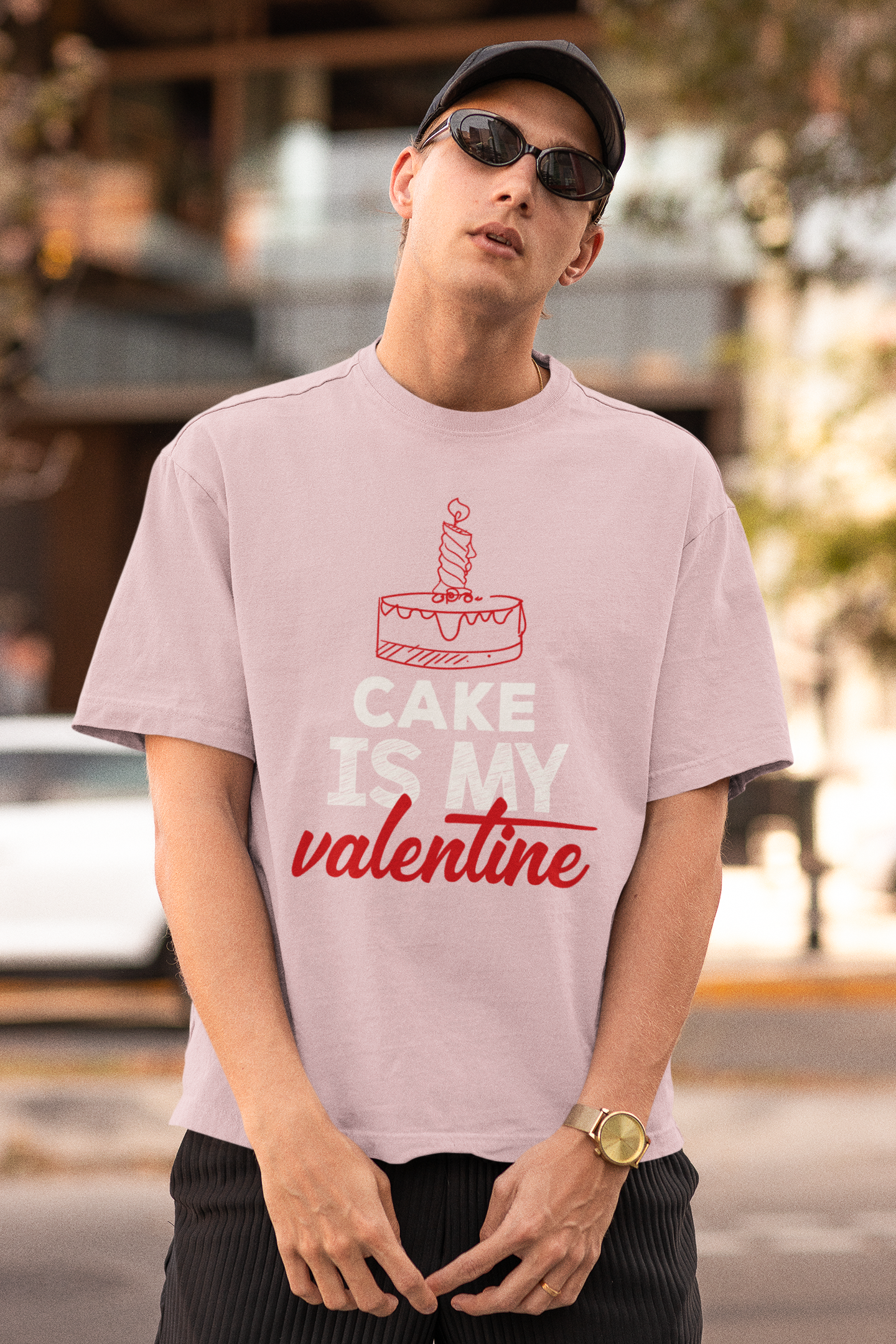 Cake Is My Valentine Unisex Pink Oversized T-Shirt | Masterchef Gurkirat Collection | ATOM