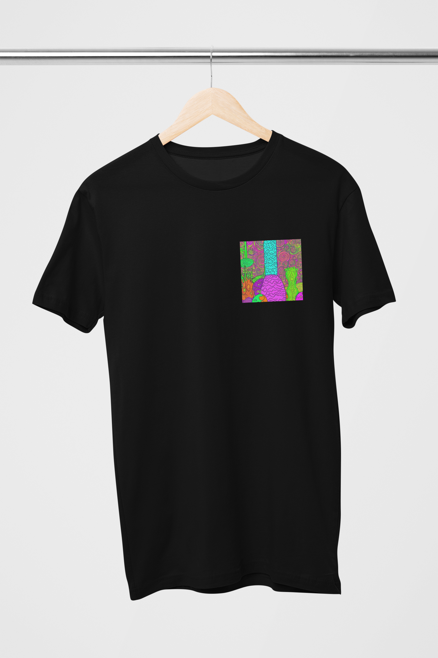 Colorful Pocket Patch Pure Cotton Black T-Shirt For Men | Masterchef Gurkirat Collection | ATOM