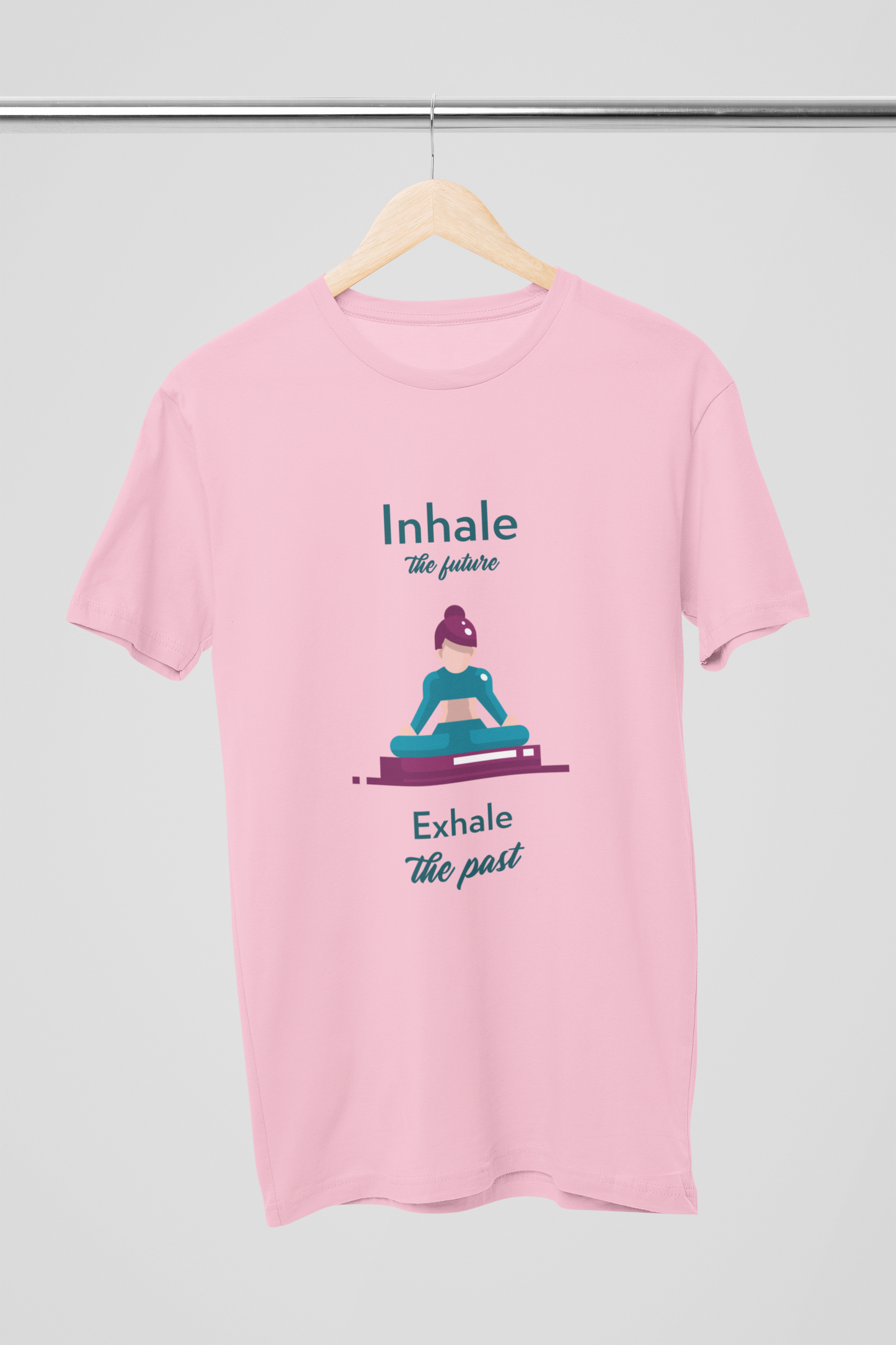 Inhale / Exhale Unisex Baby-Pink T-Shirt | Iris Yog Collection | ATOM