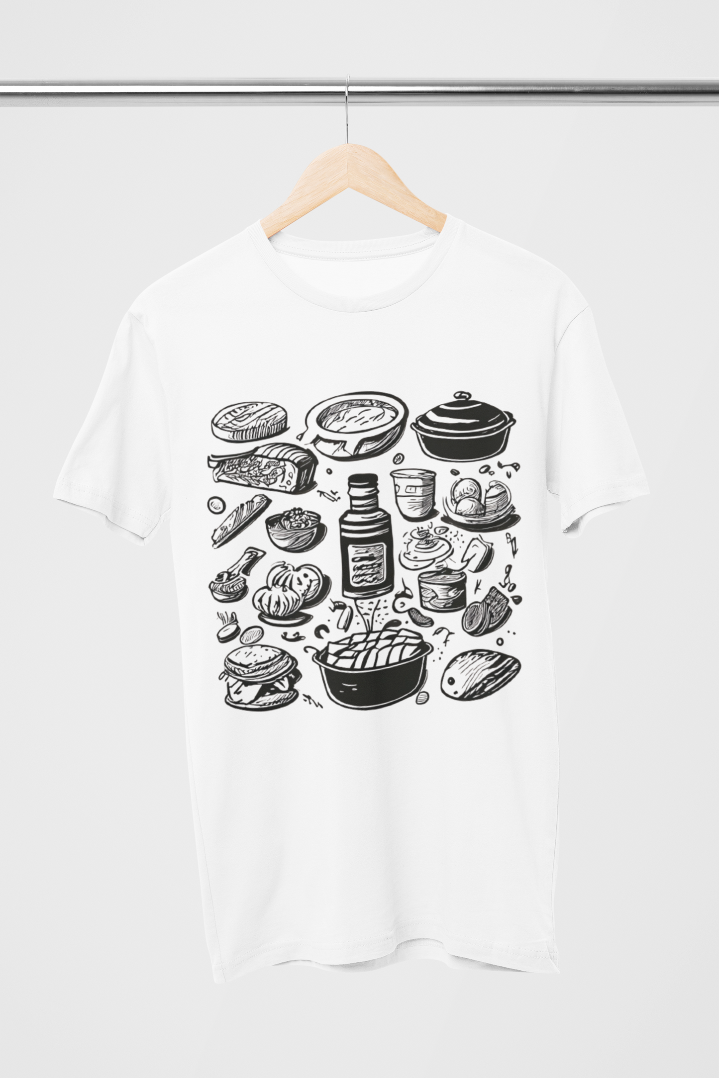 Food Doodle Cotton White T-Shirt For Men | Masterchef Gurkirat Collection | ATOM