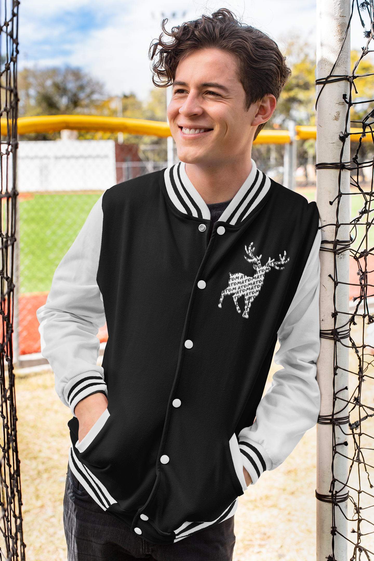 Signature Varsity Jacket - Black And Melange White