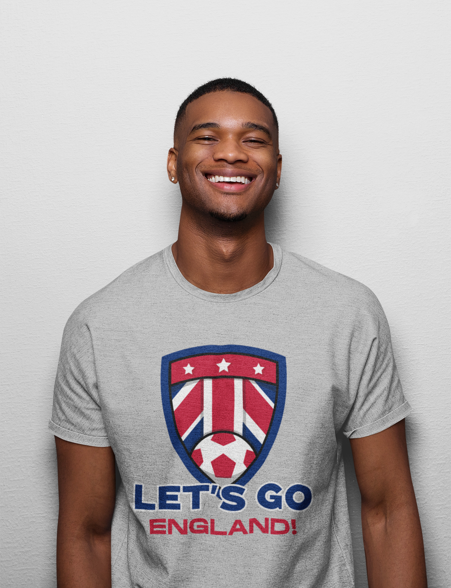 ATOM Signature England Soccer Theme Heather Grey T-Shirt For Men