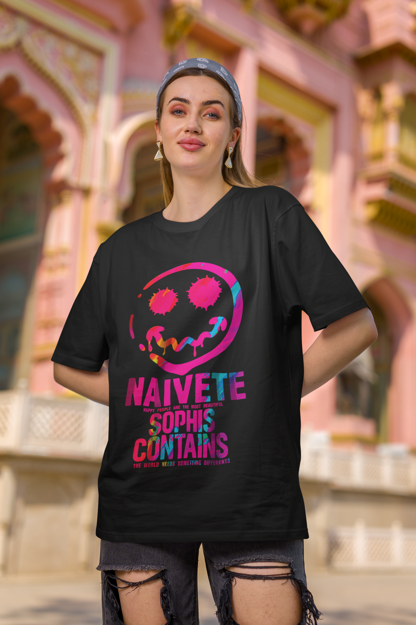 Naivete Sophis Contains Black Unisex Oversized T-Shirt | DJ Paroma Collection | ATOM