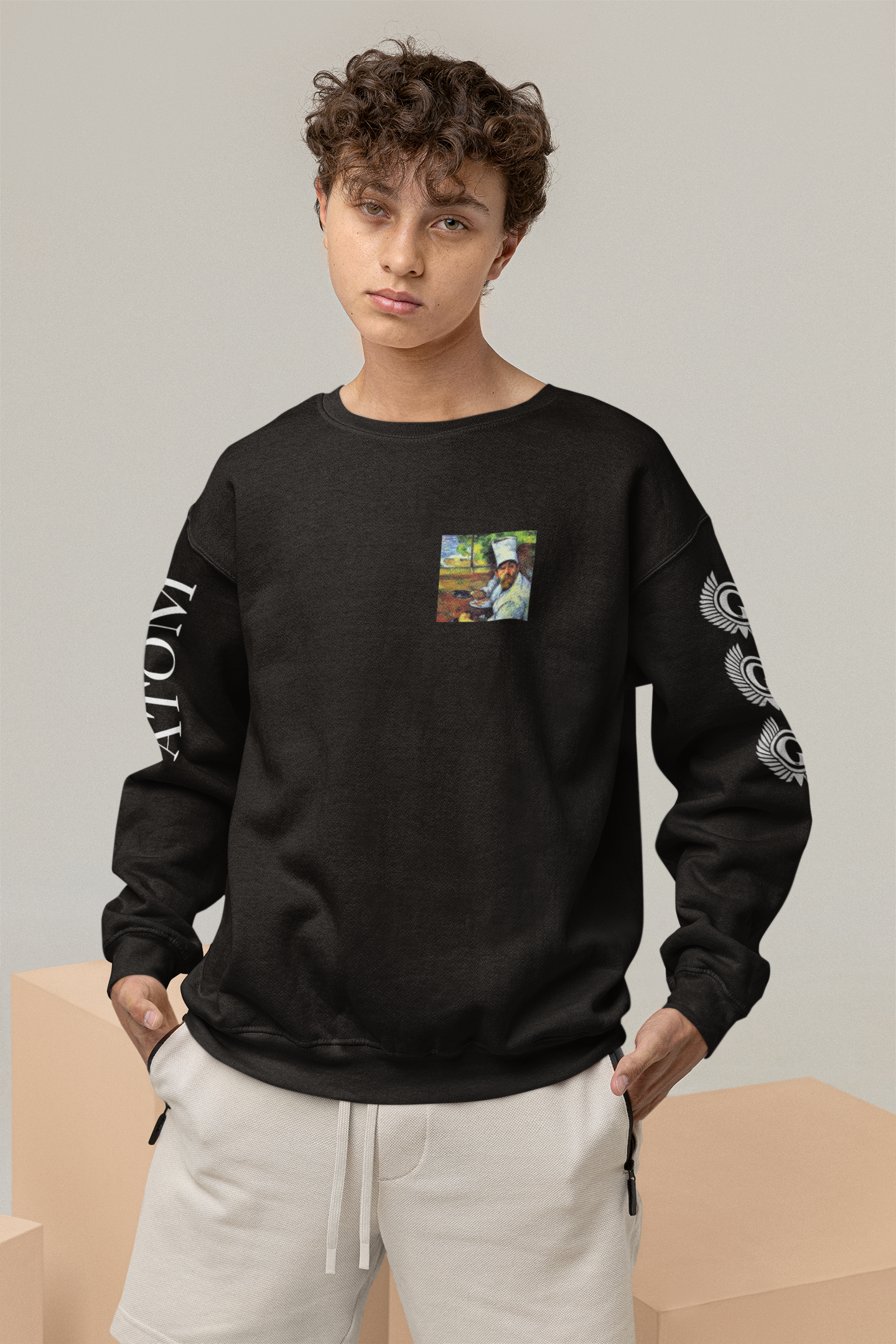 Chef Front And Back Crew Neck Unisex Black Sweatshirt | Masterchef Gurkirat Collection