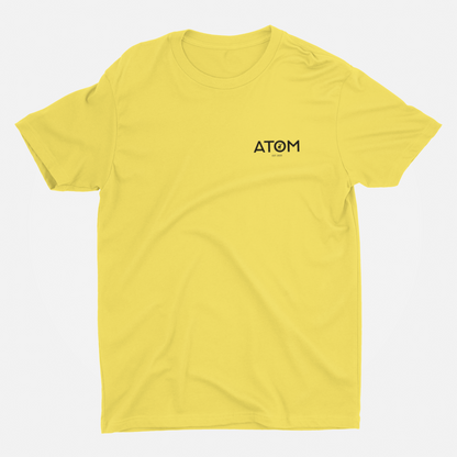 ATOM Logo Basic Lemon Yellow Round Neck T-Shirt for Men.