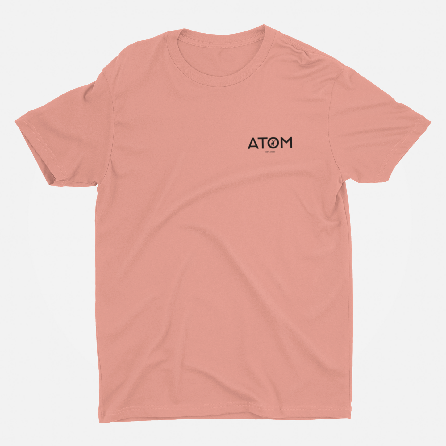 ATOM Logo Basic Peach Round Neck T-Shirt for Men.