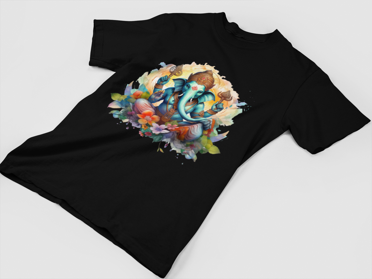 Ganesha Black Oversized Pure Cotton T-Shirt For Men