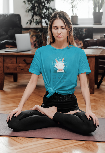 Quit the mind & soul will speak Unisex Sky BlueT-Shirt | Iris Yog Collection | ATOM
