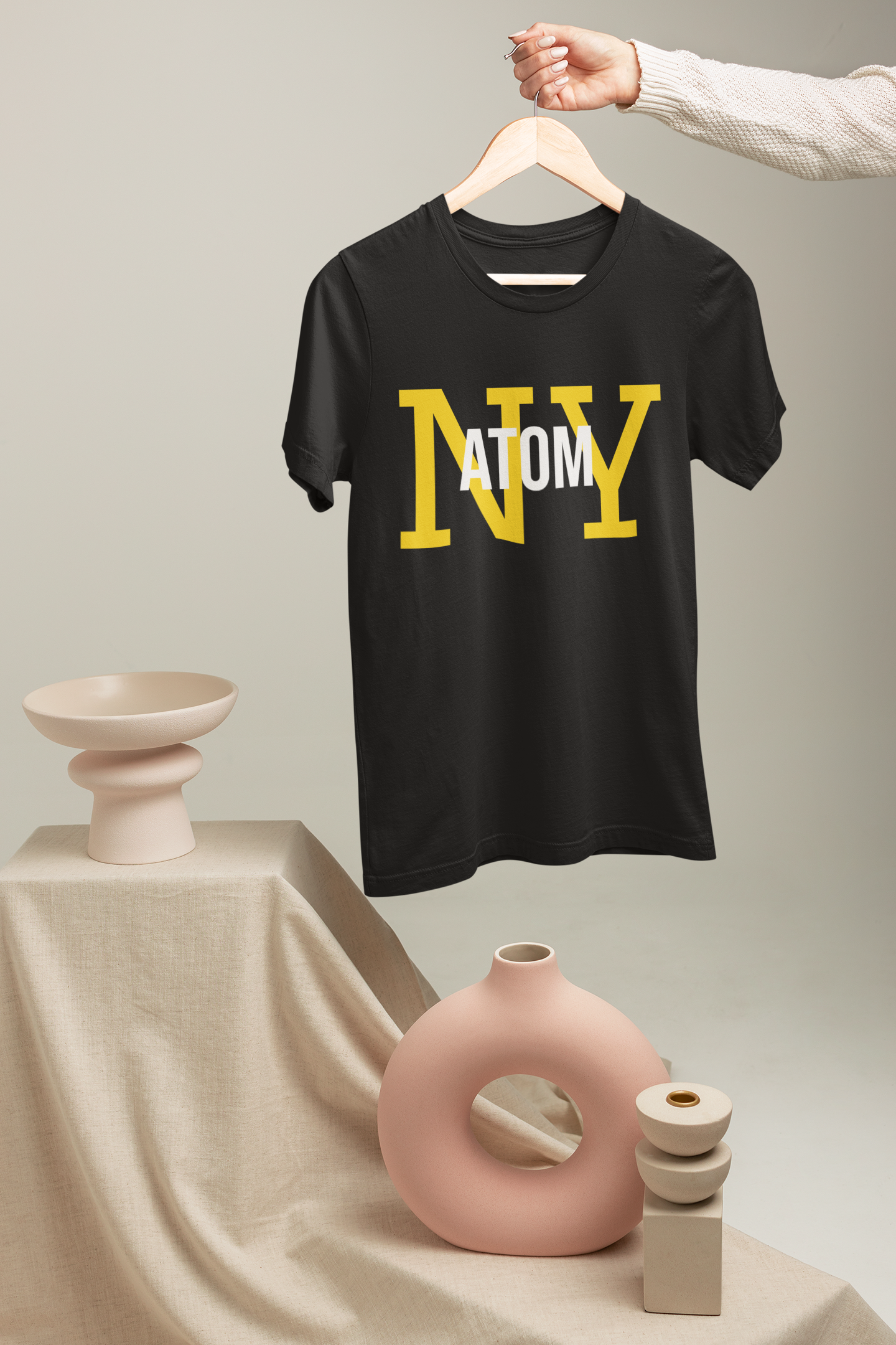 French Terry NY ATOM Black Unisex Oversize T-Shirt