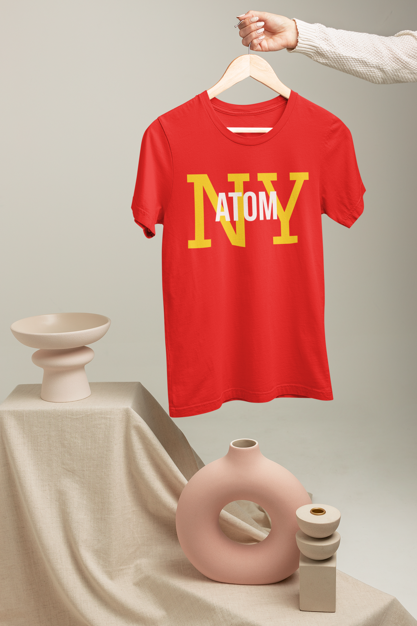 French Terry NY ATOM Red Unisex Oversize T-Shirt