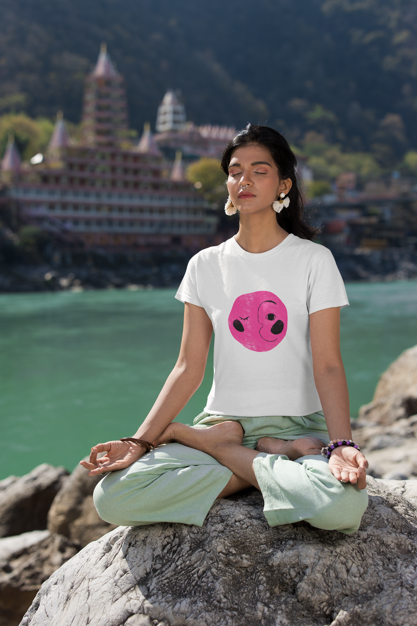 Meditation Women White T-Shirt | Iris Yog Collection | ATOM
