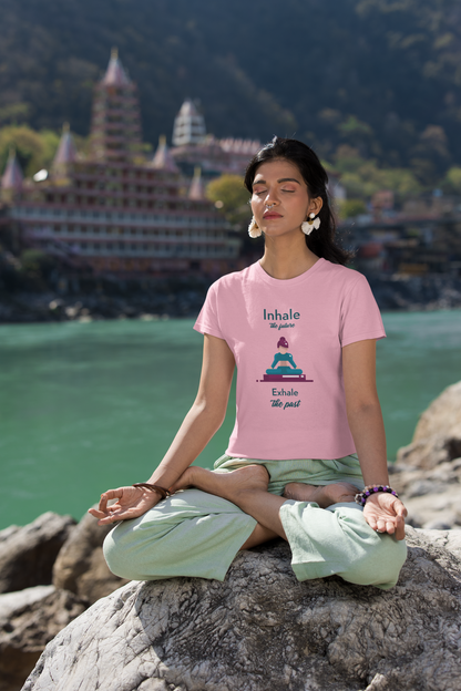 Inhale / Exhale Unisex Baby-Pink T-Shirt | Iris Yog Collection | ATOM