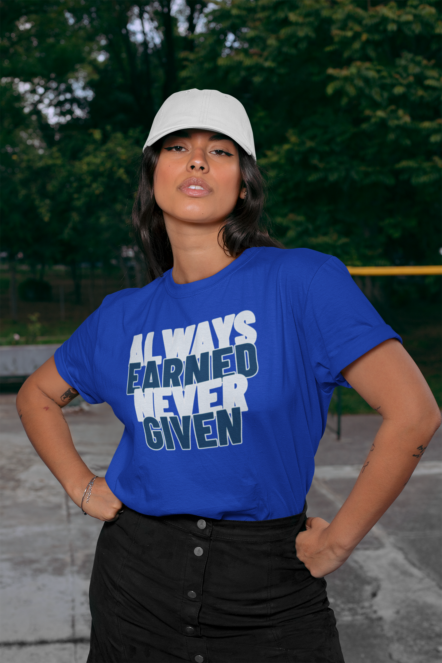Always Earned Never Given Unisex Royal Blue Round Neck T-Shirt