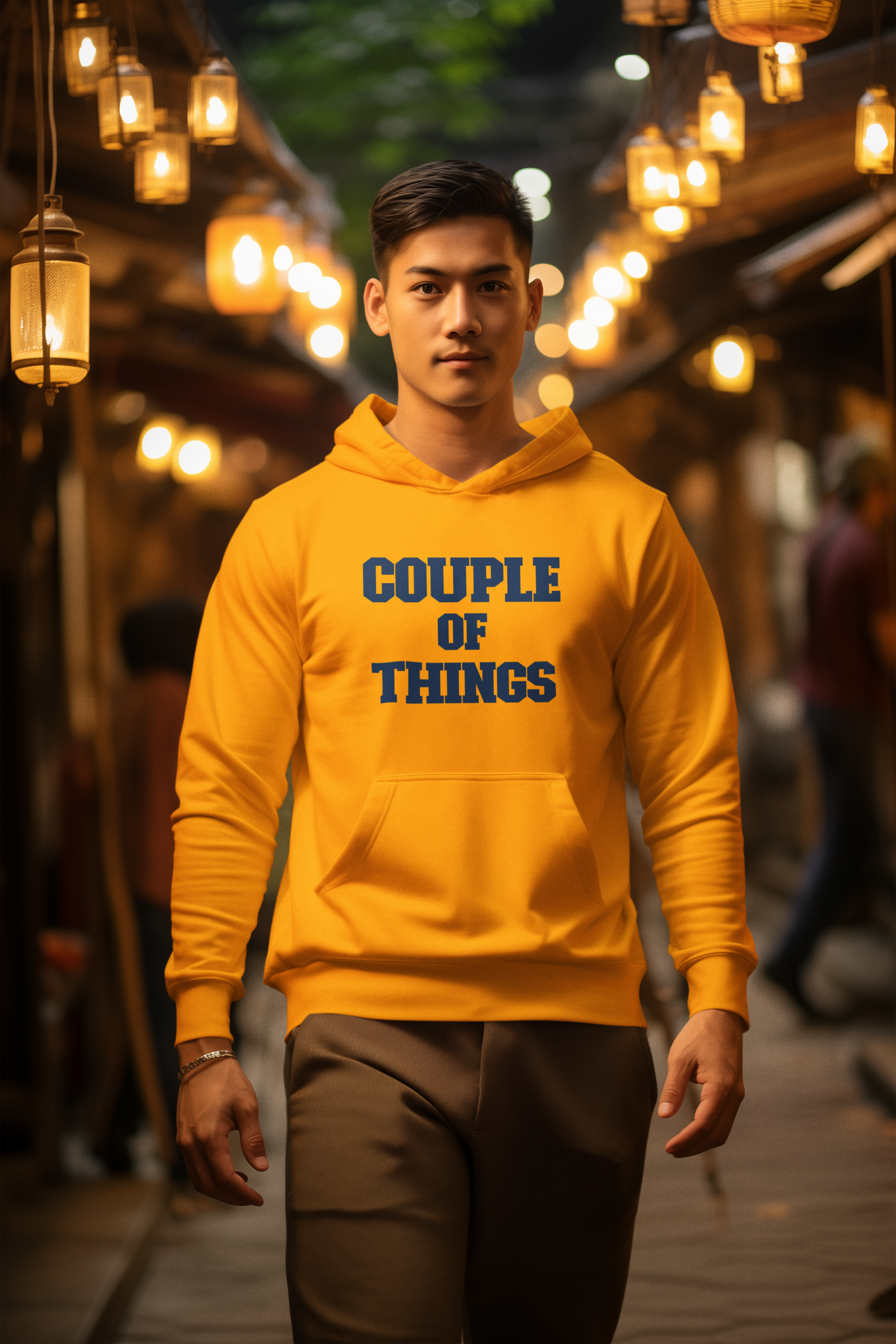 Couple Of Things Blue College Font Unisex Mustard Yellow Hoodie | RJ Anmol Collection