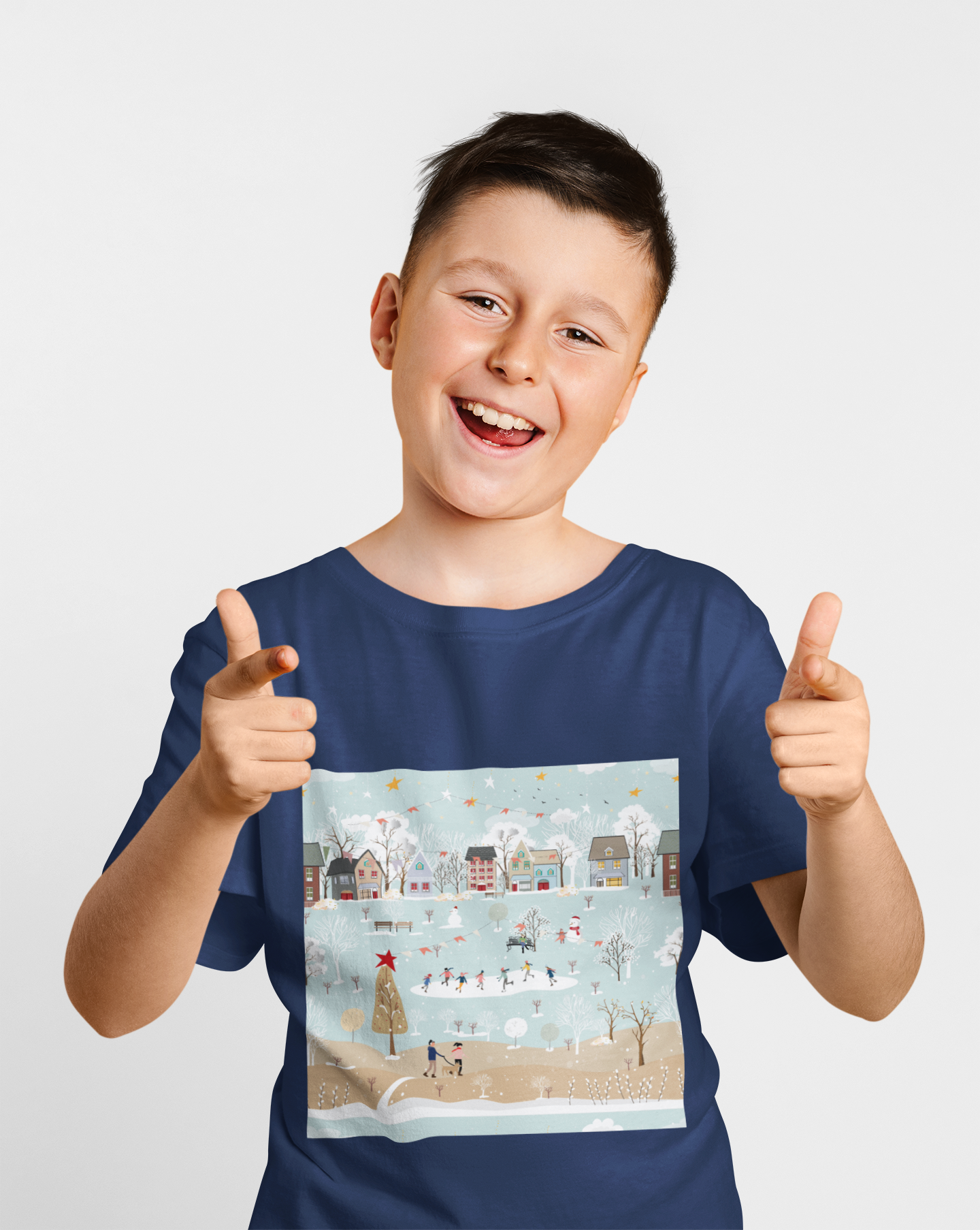 Christmas Town Navy Blue T-Shirt For Boys