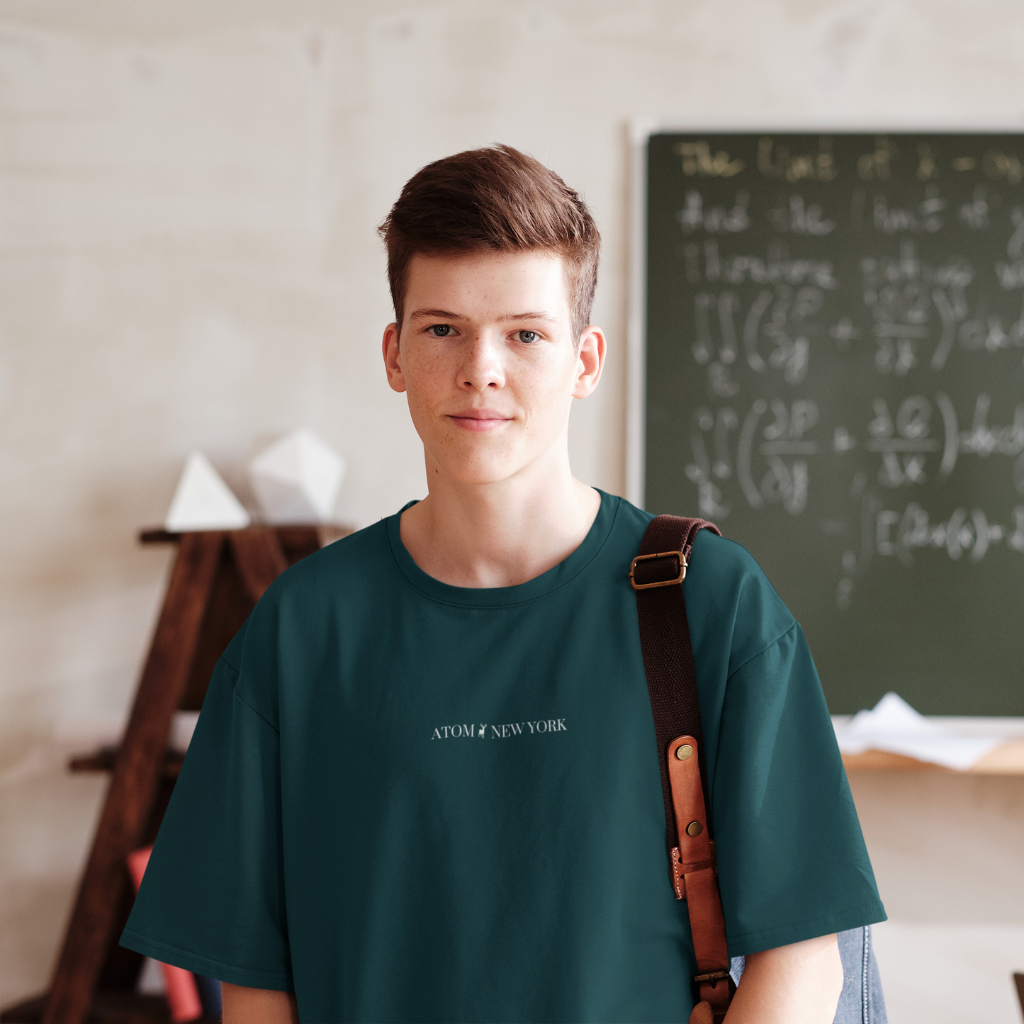 ATOM NEW YORK ESSENTIAL Petrol Blue Oversized T-Shirt For Men