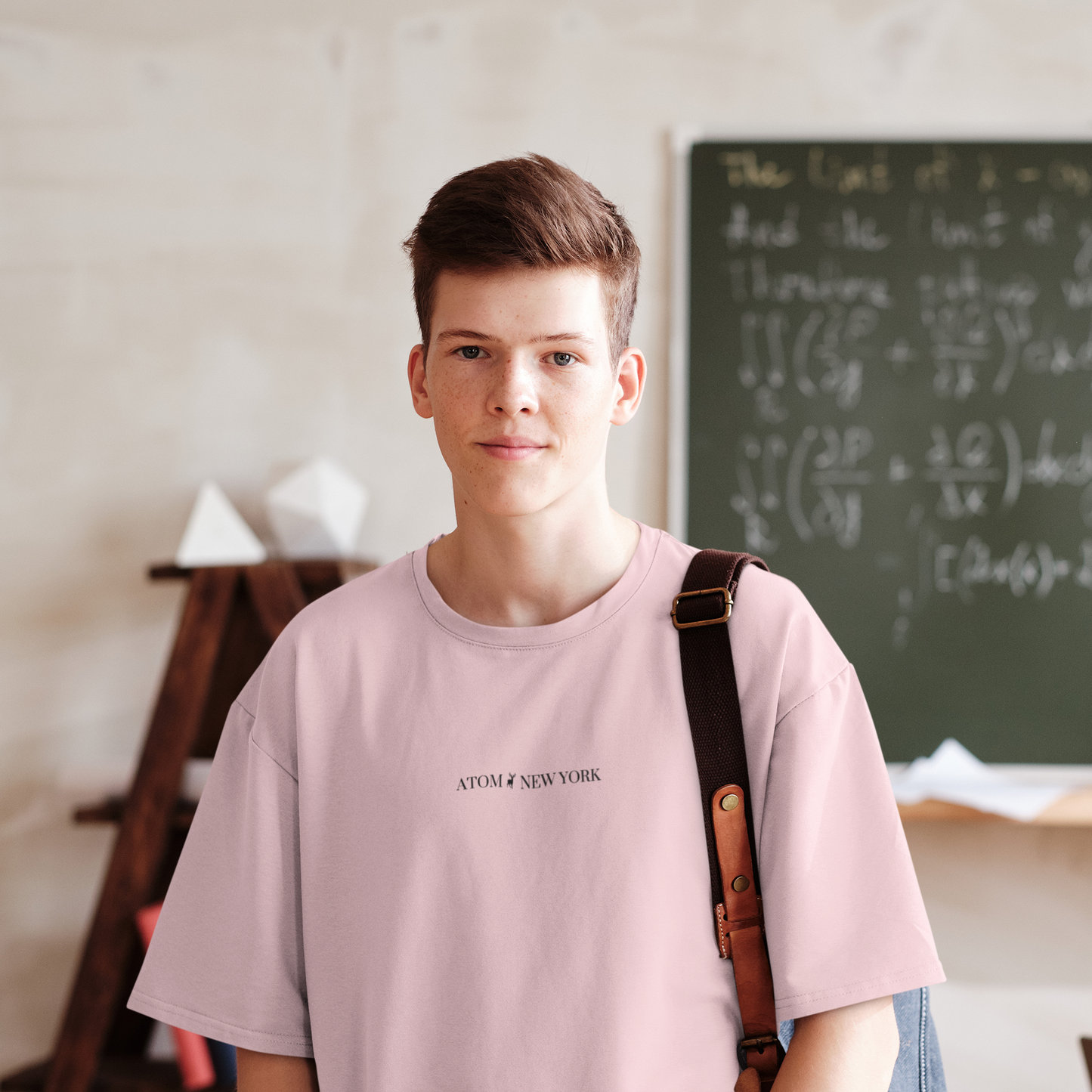 ATOM NEW YORK ESSENTIAL Light Pink Oversized T-Shirt For Men