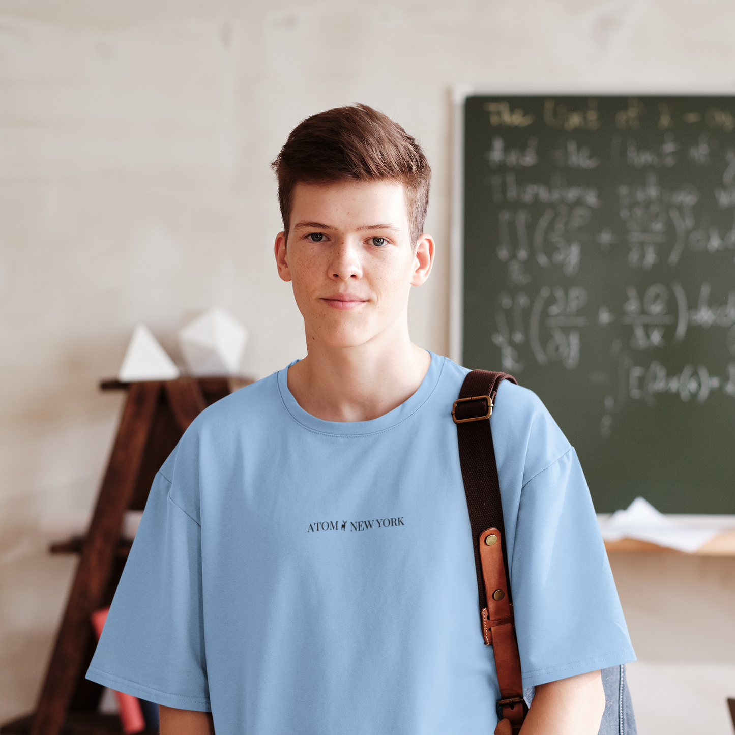 ATOM NEW YORK ESSENTIAL Baby Blue Oversized T-Shirt For Men