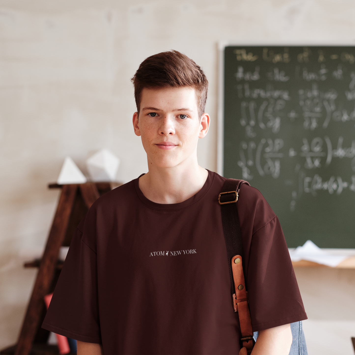 ATOM NEW YORK ESSENTIAL Maroon Oversized T-Shirt For Men
