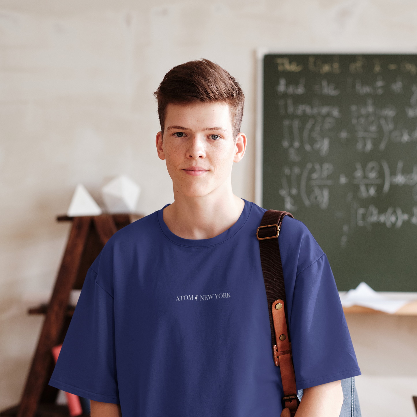 ATOM NEW YORK ESSENTIAL Royal Blue Oversized T-Shirt For Men