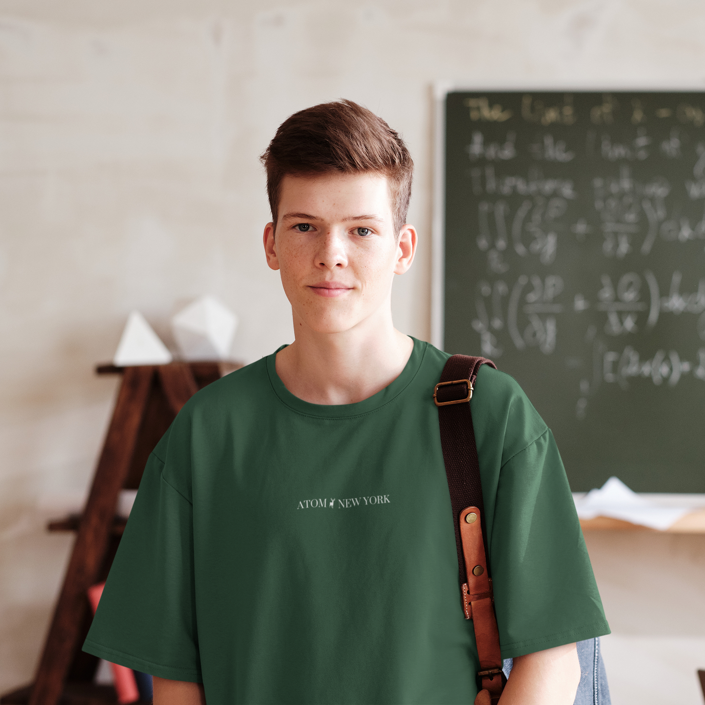 ATOM NEW YORK ESSENTIAL Bottle Green Oversized T-Shirt For Men