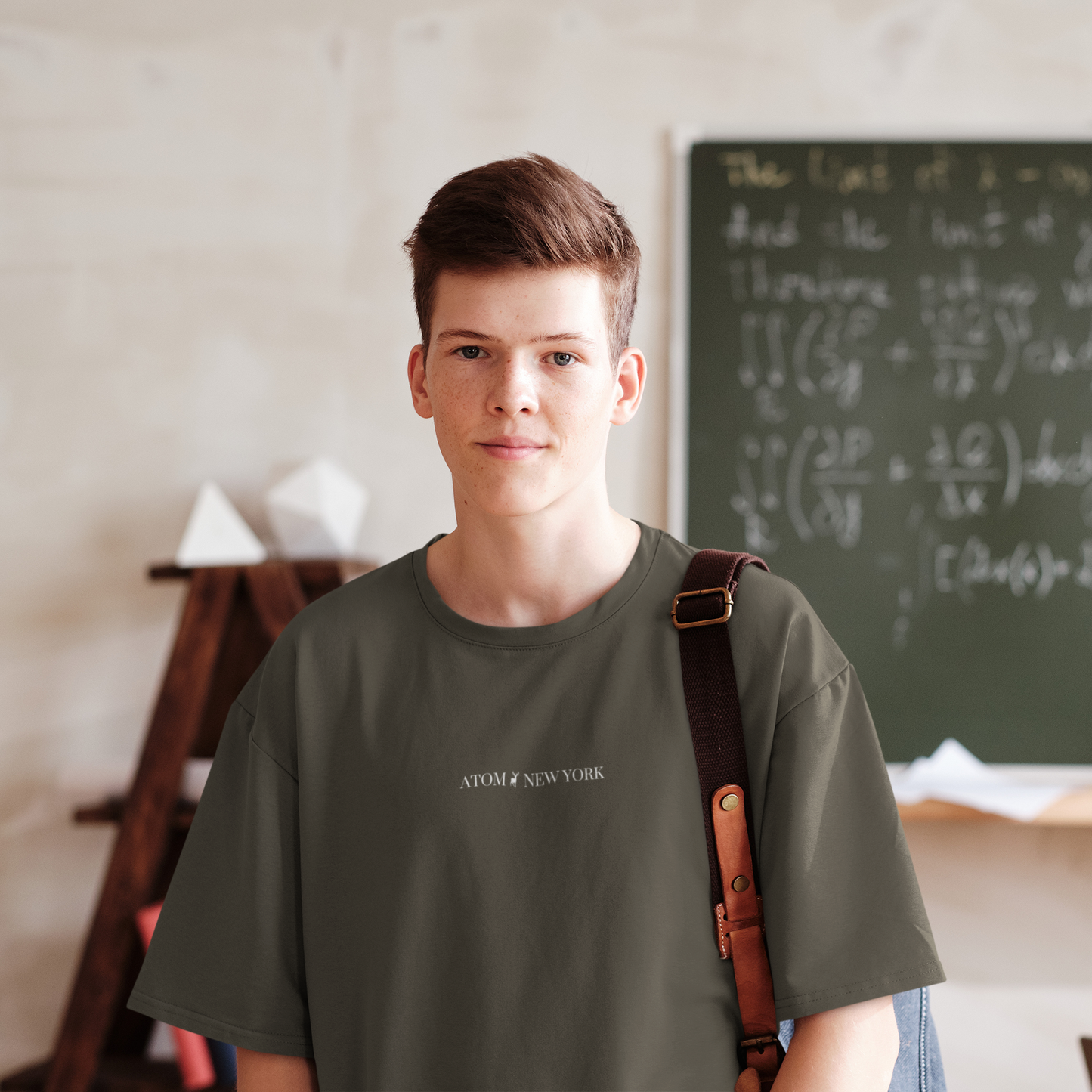 ATOM NEW YORK ESSENTIAL Olive Green Oversized T-Shirt For Men