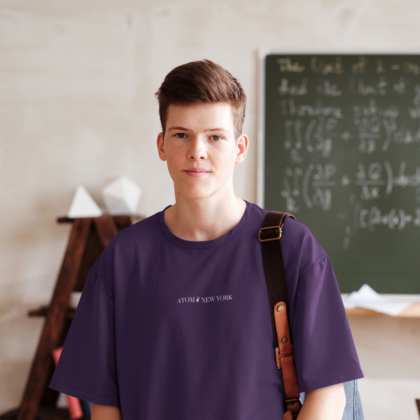 ATOM NEW YORK ESSENTIAL Purple Oversized T-Shirt For Men
