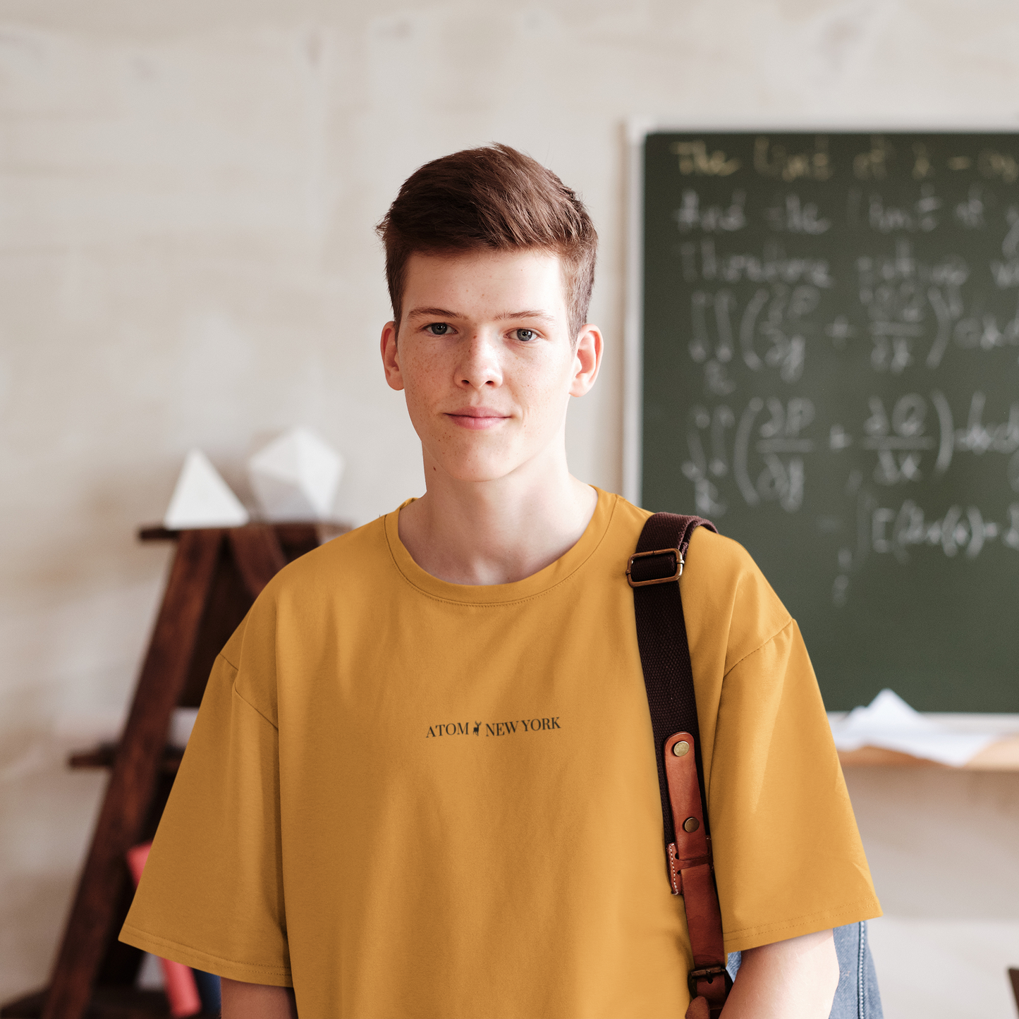 ATOM NEW YORK ESSENTIAL Golden Yellow Oversized T-Shirt For Men