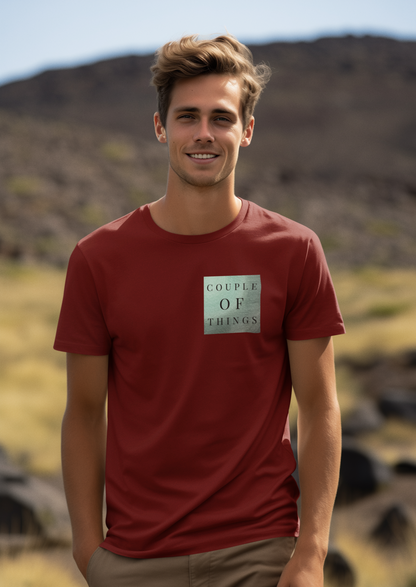 Couple Of Things Green Patch Maroon Round Neck T-Shirt For Men | RJ Anmol Collection