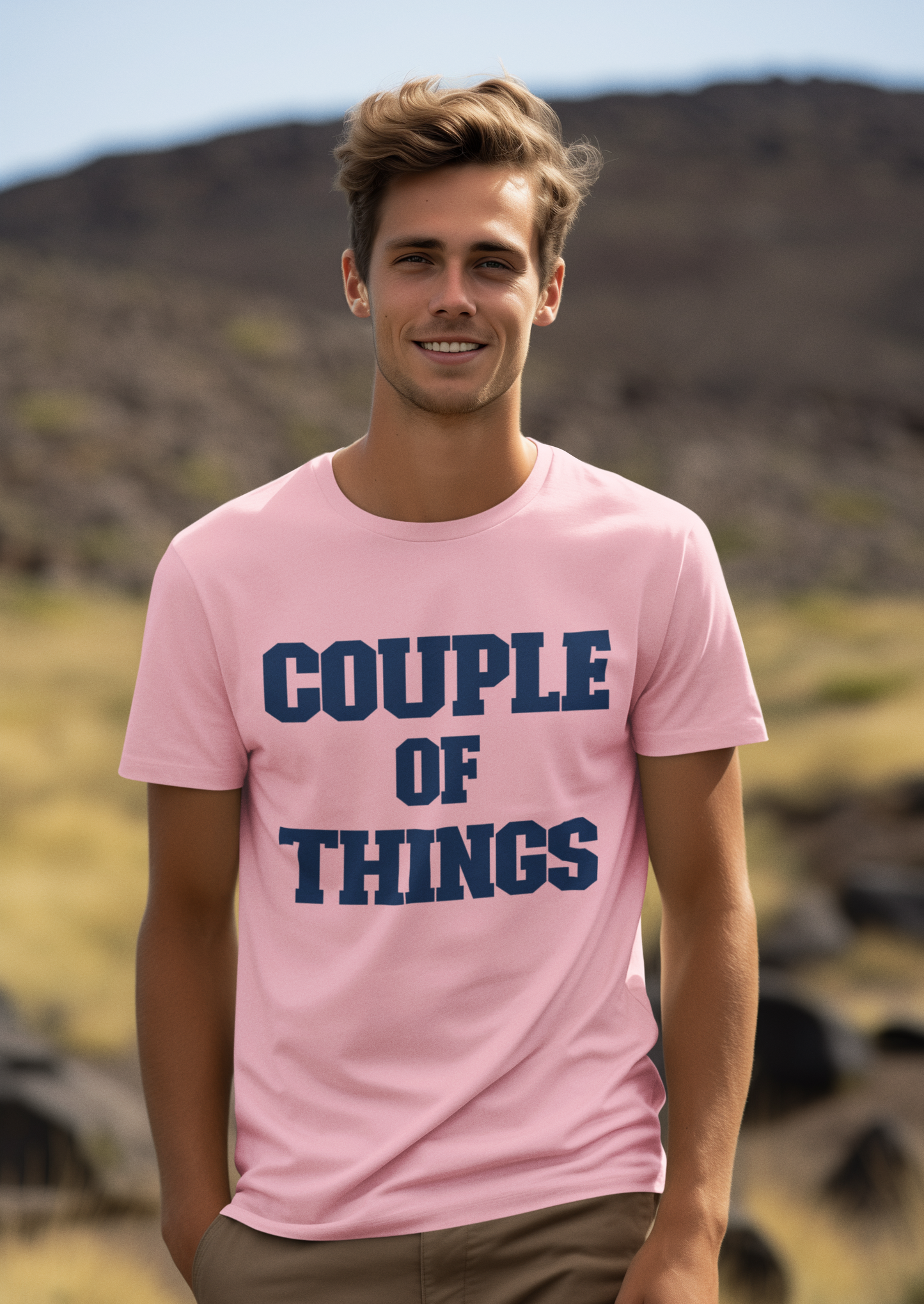 Couple Of Things Blue College Font Pink Round Neck T-Shirt For Men | RJ Anmol Collection